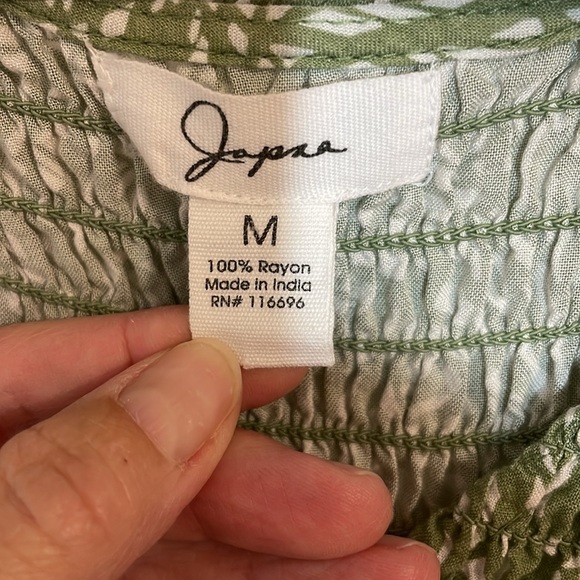 Japna Green Smocked Top, Medium - Picture 4 of 5